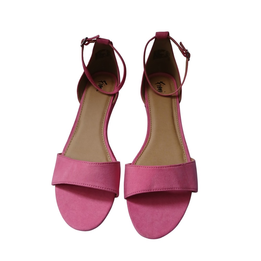 Fiomi Pink Suede Ankle Strap Flat Sandals‎ Women's Size 11